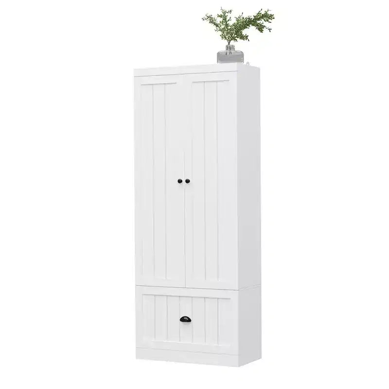 Famapy Armoire autoportante avec étagères réglables et tiroir inférieur, Armoire de rangement pour vêtements, Meuble de rangement pour chambre/entrée