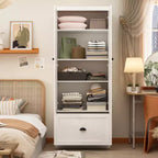 Famapy Armoire autoportante avec étagères réglables et tiroir inférieur, Armoire de rangement pour vêtements, Meuble de rangement pour chambre/entrée