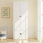 Famapy Armoire autoportante avec étagères réglables et tiroir inférieur, Armoire de rangement pour vêtements, Meuble de rangement pour chambre/entrée