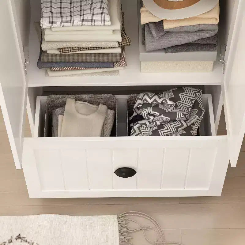 Famapy Armoire autoportante avec étagères réglables et tiroir inférieur, Armoire de rangement pour vêtements, Meuble de rangement pour chambre/entrée