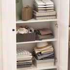 Famapy Armoire autoportante avec étagères réglables et tiroir inférieur, Armoire de rangement pour vêtements, Meuble de rangement pour chambre/entrée