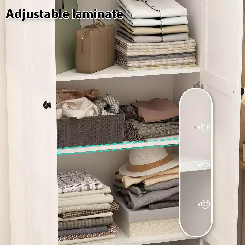 Famapy Armoire autoportante avec étagères réglables et tiroir inférieur, Armoire de rangement pour vêtements, Meuble de rangement pour chambre/entrée