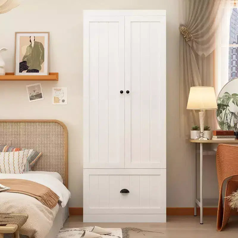 Famapy Armoire autoportante avec étagères réglables et tiroir inférieur, Armoire de rangement pour vêtements, Meuble de rangement pour chambre/entrée