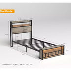 Lit plateforme double en bois Okak avec compartiment de rangement et tête de lit, cadre de lit moderne pour chambre à coucher, chambre d'enfant