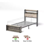 Lit plateforme double en bois Okak avec compartiment de rangement et tête de lit, cadre de lit moderne pour chambre à coucher, chambre d'enfant