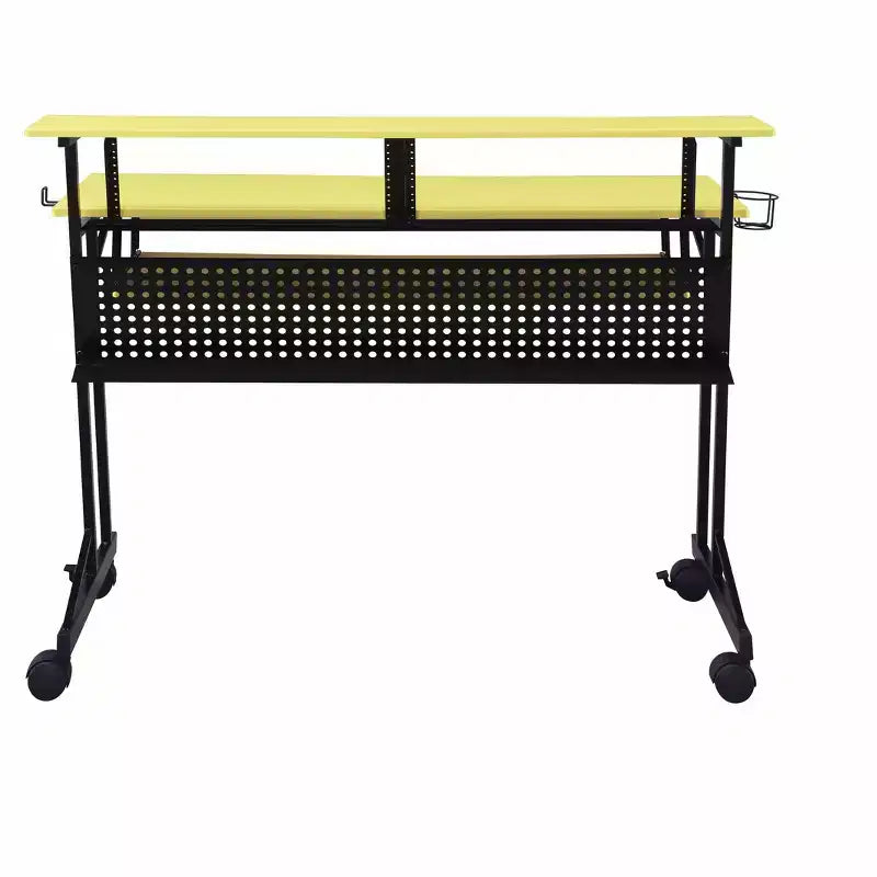 Okak 47IN Bureau d'ordinateur avec roulettes, bureau debout avec porte-gobelet et étagères de rangement, bureau pour salon, salle de classe, bureau