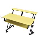 Okak 47IN Bureau d'ordinateur avec roulettes, bureau debout avec porte-gobelet et étagères de rangement, bureau pour salon, salle de classe, bureau