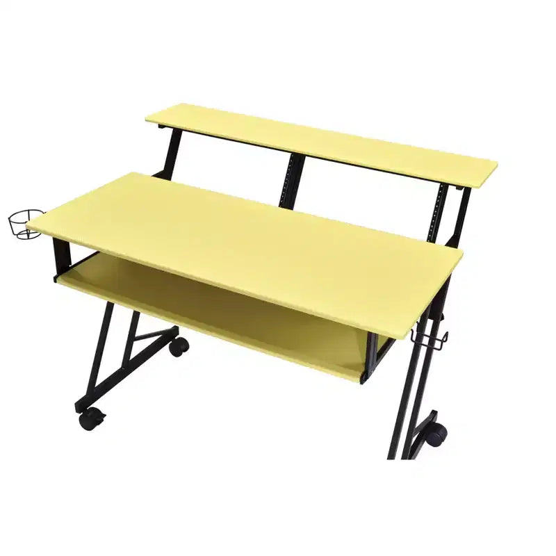 Okak 47IN Bureau d'ordinateur avec roulettes, bureau debout avec porte-gobelet et étagères de rangement, bureau pour salon, salle de classe, bureau