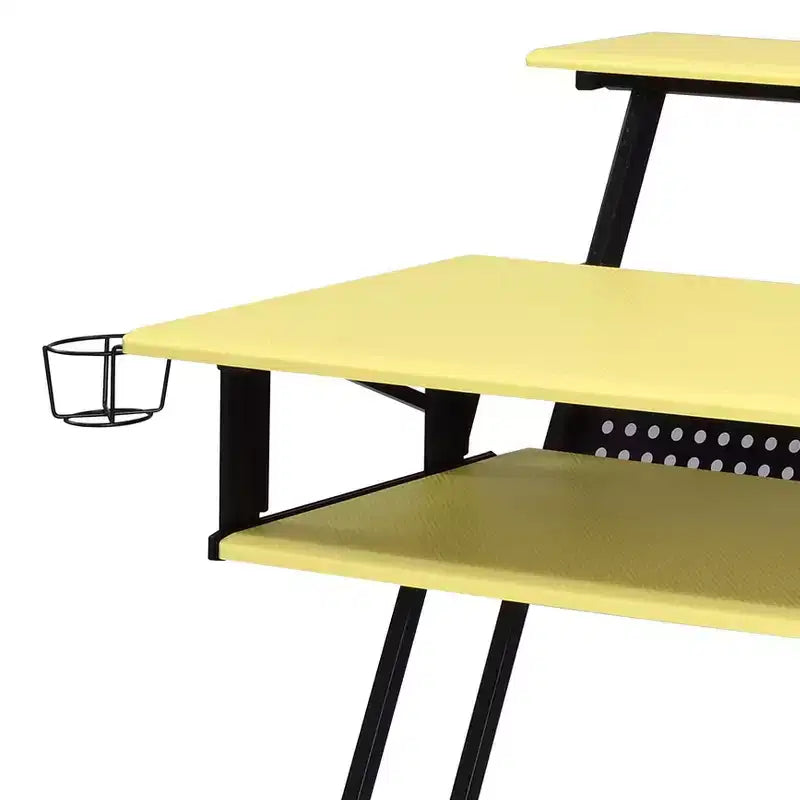 Okak 47IN Bureau d'ordinateur avec roulettes, bureau debout avec porte-gobelet et étagères de rangement, bureau pour salon, salle de classe, bureau