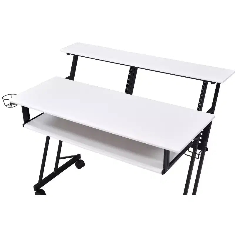 Okak 47IN Bureau d'ordinateur avec roulettes, bureau debout avec porte-gobelet et étagères de rangement, bureau pour salon, salle de classe, bureau