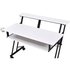Okak 47IN Bureau d'ordinateur avec roulettes, bureau debout avec porte-gobelet et étagères de rangement, bureau pour salon, salle de classe, bureau