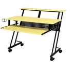 Okak 47IN Bureau d'ordinateur avec roulettes, bureau debout avec porte-gobelet et étagères de rangement, bureau pour salon, salle de classe, bureau