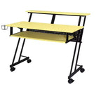 Okak 47IN Bureau d'ordinateur avec roulettes, bureau debout avec porte-gobelet et étagères de rangement, bureau pour salon, salle de classe, bureau