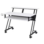 Okak 47IN Bureau d'ordinateur avec roulettes, bureau debout avec porte-gobelet et étagères de rangement, bureau pour salon, salle de classe, bureau