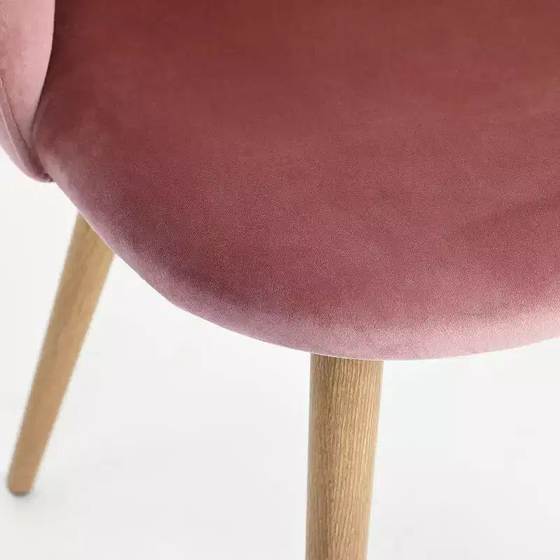 Homy Casa Chaises de Salle à Manger Rembourrées en Velours avec Pieds en Métal Finition Chêne, Chaises d'Appoint Modernes pour Salle à Manger et Cuisine, Lot de 4, Rose