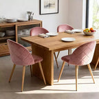 Homy Casa Chaises de Salle à Manger Rembourrées en Velours avec Pieds en Métal Finition Chêne, Chaises d'Appoint Modernes pour Salle à Manger et Cuisine, Lot de 4, Rose