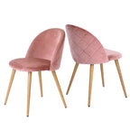 Homy Casa Chaises de Salle à Manger Rembourrées en Velours avec Pieds en Métal Finition Chêne, Chaises d'Appoint Modernes pour Salle à Manger et Cuisine, Lot de 4, Rose