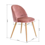 Homy Casa Chaises de Salle à Manger Rembourrées en Velours avec Pieds en Métal Finition Chêne, Chaises d'Appoint Modernes pour Salle à Manger et Cuisine, Lot de 4, Rose