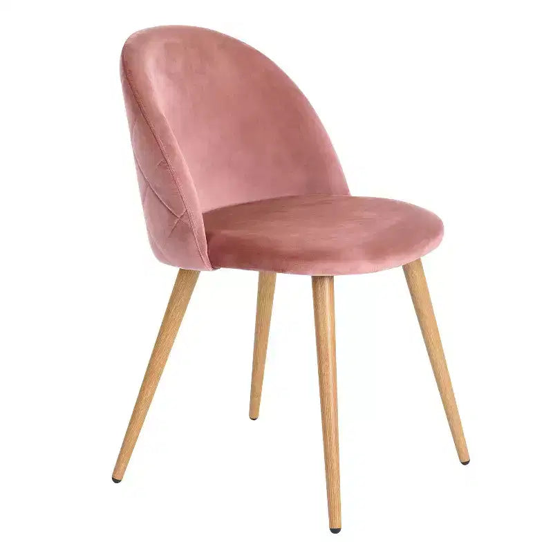 Homy Casa Chaises de Salle à Manger Rembourrées en Velours avec Pieds en Métal Finition Chêne, Chaises d'Appoint Modernes pour Salle à Manger et Cuisine, Lot de 4, Rose