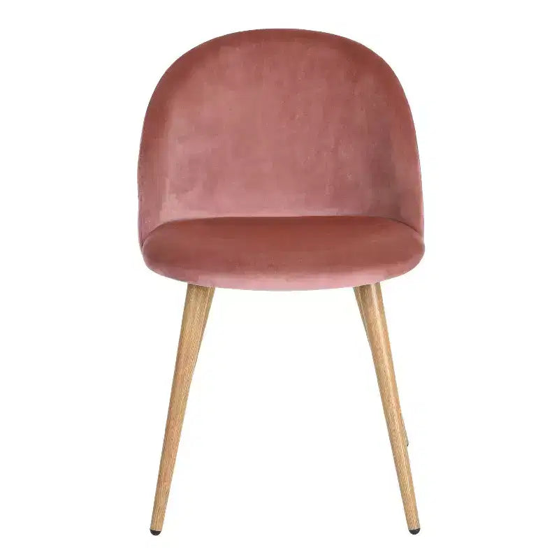 Homy Casa Chaises de Salle à Manger Rembourrées en Velours avec Pieds en Métal Finition Chêne, Chaises d'Appoint Modernes pour Salle à Manger et Cuisine, Lot de 4, Rose