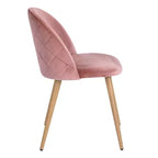 Homy Casa Chaises de Salle à Manger Rembourrées en Velours avec Pieds en Métal Finition Chêne, Chaises d'Appoint Modernes pour Salle à Manger et Cuisine, Lot de 4, Rose