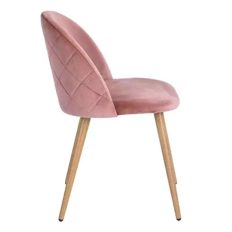 Homy Casa Chaises de Salle à Manger Rembourrées en Velours avec Pieds en Métal Finition Chêne, Chaises d'Appoint Modernes pour Salle à Manger et Cuisine, Lot de 4, Rose