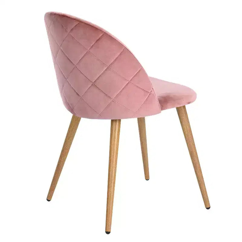 Homy Casa Chaises de Salle à Manger Rembourrées en Velours avec Pieds en Métal Finition Chêne, Chaises d'Appoint Modernes pour Salle à Manger et Cuisine, Lot de 4, Rose