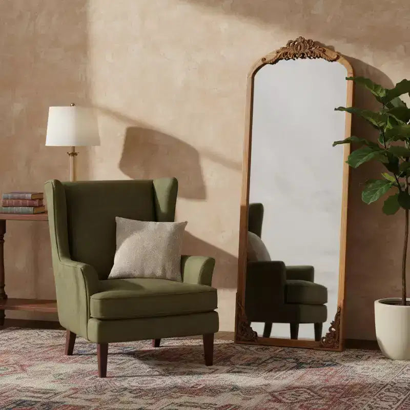 HomeRoots Grand miroir encadré en bois massif marron 64