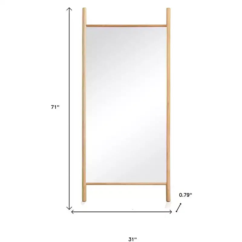 HomeRoots 71 Miroir pleine longueur encadré en bois massif naturel avec échelle inclinable