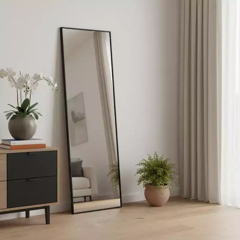 Miroir pleine longueur HomeRoots 71 à cadre métallique noir inclinable