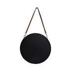 Miroir mural rond avec sangle de suspension - Cadre en métal, sangle en similicuir, décoration intérieure moderne pour chambre, salon, bureau - 3 couleurs : noir