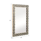 Miroir Mural Résine Bois Verre Cadre Moderne Chevron 24x1x36 Pouces Gris Blanc Accent Décoratif pour Maison Bureau Chambre Salon
