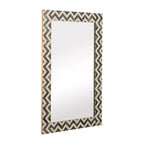 Miroir Mural Résine Bois Verre Cadre Moderne Chevron 24x1x36 Pouces Gris Blanc Accent Décoratif pour Maison Bureau Chambre Salon