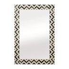 Miroir Mural Résine Bois Verre Cadre Moderne Chevron 24x1x36 Pouces Gris Blanc Accent Décoratif pour Maison Bureau Chambre Salon