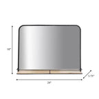 Miroir en métal et verre avec étagère en bois de manguier - Miroir mural rectangulaire moderne pour salle de bain, chambre, salon ou bureau
