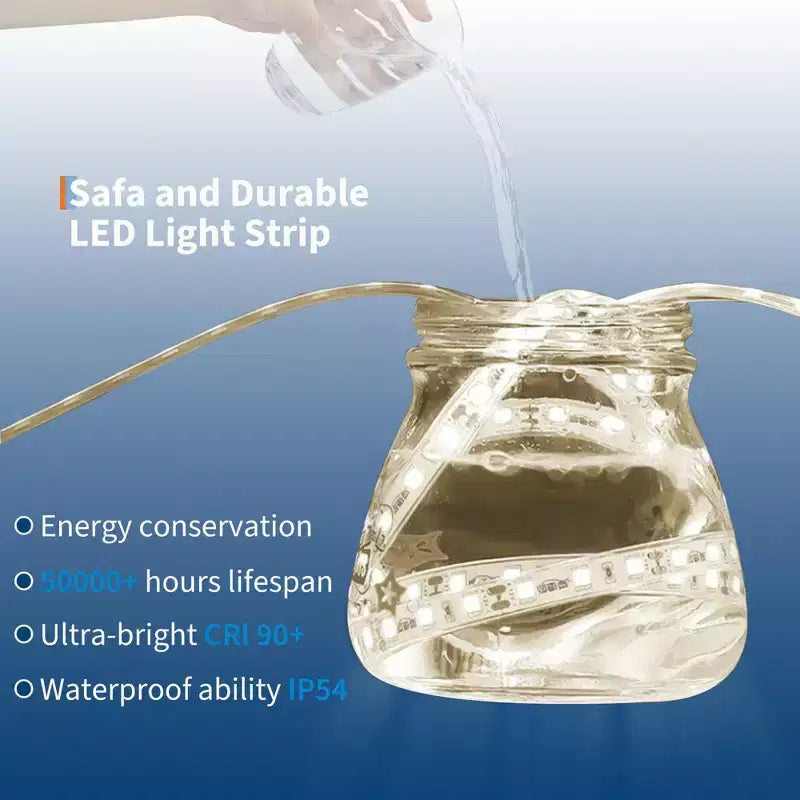 Miroir de salle de bain arqué GustoWave Gold, miroir de courtoisie avec lumières LED, surface anti-buée, 3 températures de couleur