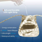 Miroir de salle de bain arqué GustoWave Gold, miroir de courtoisie avec lumières LED, surface anti-buée, 3 températures de couleur