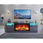 Meuble TV moderne avec rangement jusqu'à 75", noir, pour salon (foyer non inclus)
