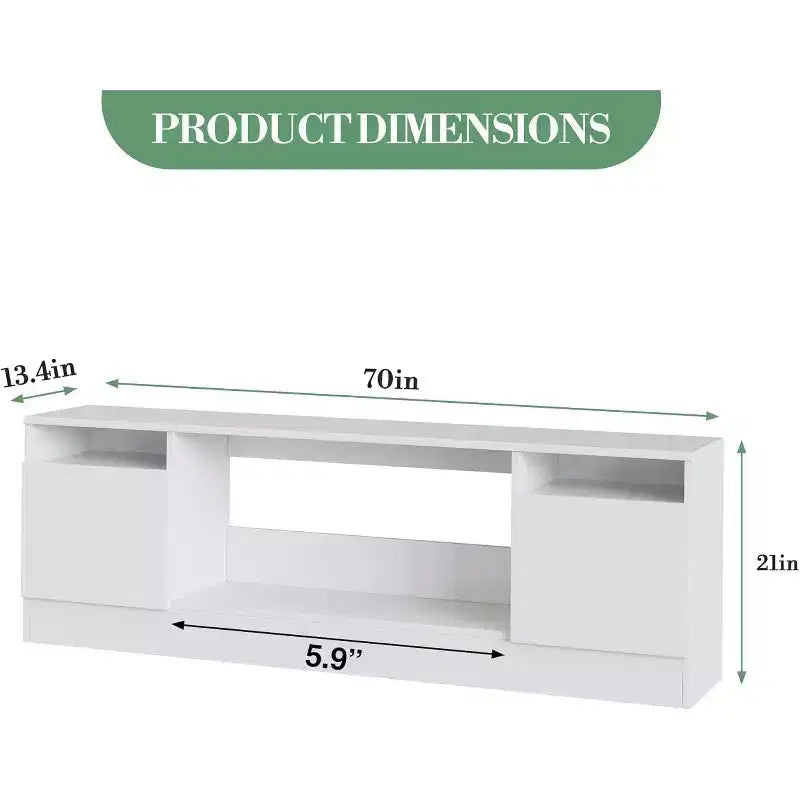 Meuble TV moderne avec rangement jusqu'à 75", noir, pour salon (foyer non inclus)