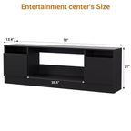 Meuble TV moderne avec rangement jusqu'à 75", noir, pour salon (foyer non inclus)