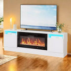 Meuble TV moderne avec rangement jusqu'à 75", noir, pour salon (foyer non inclus)