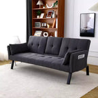 MAYEERTY Canapé-Lit Multifonctionnel en Coton de 70 Pouces avec Porte-Gobelet et Rangement Latéral pour Salon Chambre Noir