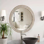 Miroir mural rond décoratif en bois GDFStudio Cruz Farmhouse avec perles