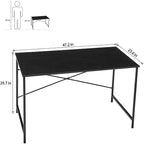 FurnitureR Bureau d'ordinateur de 120 cm, Simple, avec pieds métalliques robustes, Table d'écriture multifonction pour étudiants, travail ou étude, Noir