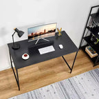 FurnitureR Bureau d'ordinateur de 120 cm, Simple, avec pieds métalliques robustes, Table d'écriture multifonction pour étudiants, travail ou étude, Noir