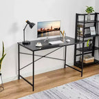 FurnitureR Bureau d'ordinateur de 120 cm, Simple, avec pieds métalliques robustes, Table d'écriture multifonction pour étudiants, travail ou étude, Noir