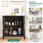 Buffet de rangement moderne avec étagères réglables, buffet de ferme pour salle à manger et bar à café