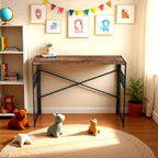 FurnitureR Bureau pliant, table d'étude et d'écriture peu encombrante de 100 cm, bureau d'ordinateur avec 8 crochets de rangement pour chambre, bureau à domicile, dortoir, marron