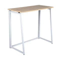 FurnitureR Folding Desk, 31.5 Inches Foldable Simple Laptop Table, Space Saving Computer Study Desk Compact Writing Workstation for Small Space, Oak