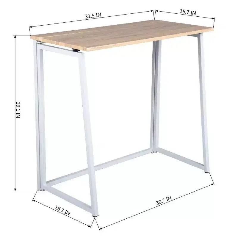 Bureau pliable FurnitureR, table d'ordinateur portable simple pliable de 80 cm, bureau d'étude compact et peu encombrant pour petit espace, chêne